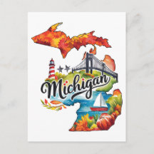Michigan USA Staat Vorm Vintage Waterverf
