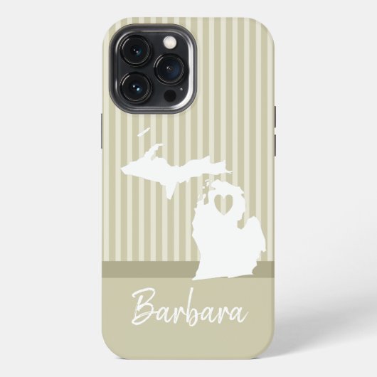 Michigan USA State Map Custom Name iPhone Hoesje (Achterkant)