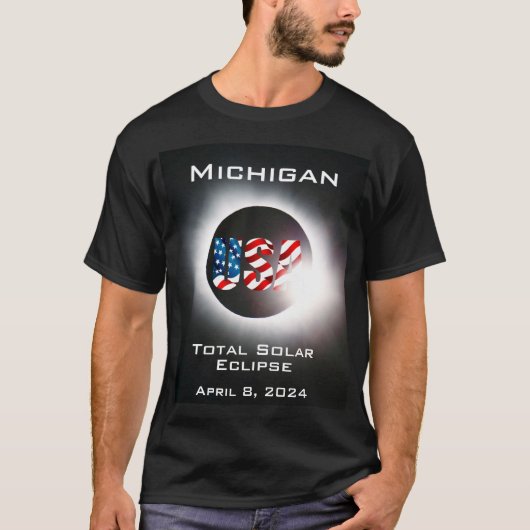 Michigan USA Totale zonsverduistering 8 april 2024 T-shirt (Voorkant)