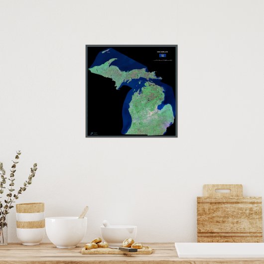 Michigan van het poster van de ruimtesatelliet (Keuken)