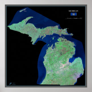 Michigan van het poster van de ruimtesatelliet