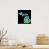 Michigan van het poster van de ruimtesatelliet (Keuken)
