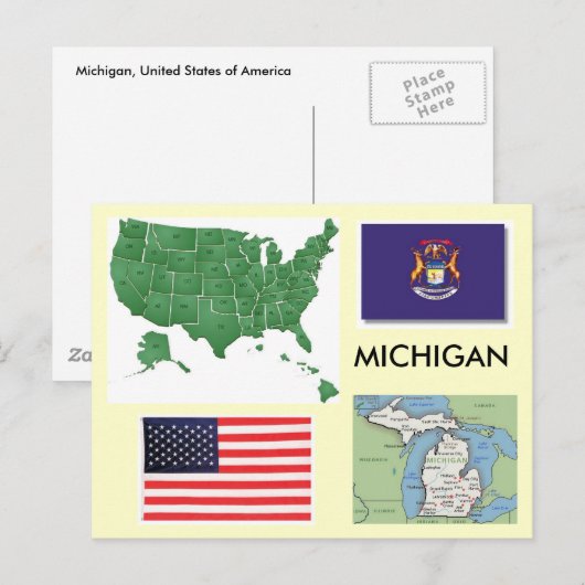 Michigan, Verenigde Staten Briefkaart (Voorkant / Achterkant)