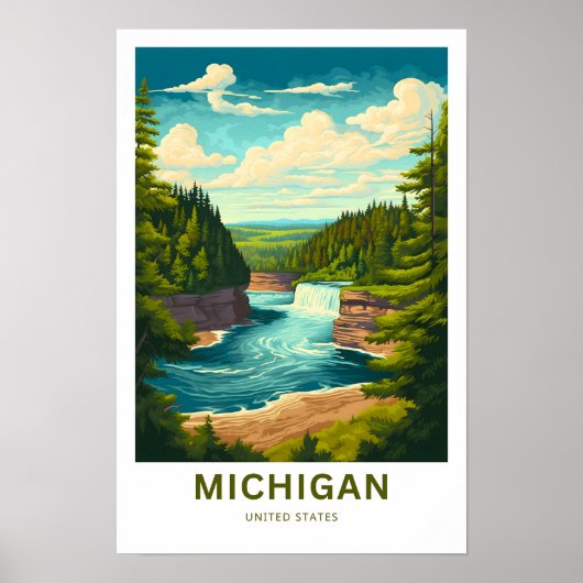 Michigan Verenigde Staten Reisprint Poster (Voorkant)