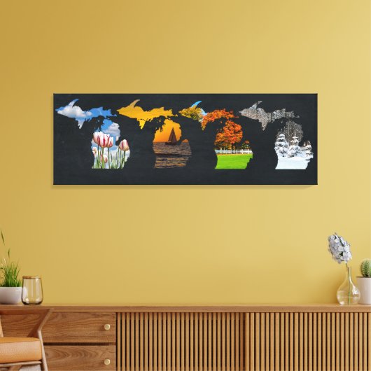 Michigan Vier Seizoen Kunstwerk Canvas Afdruk (Insitu (Woonkamer))
