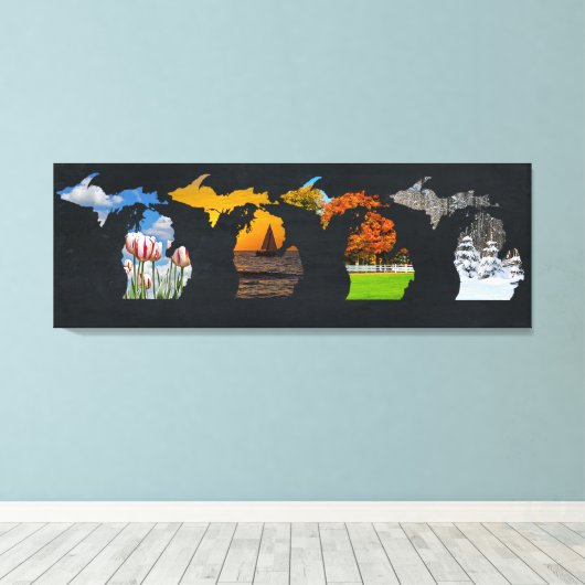 Michigan Vier Seizoen Kunstwerk Canvas Afdruk (Insitu (Houten vloer))