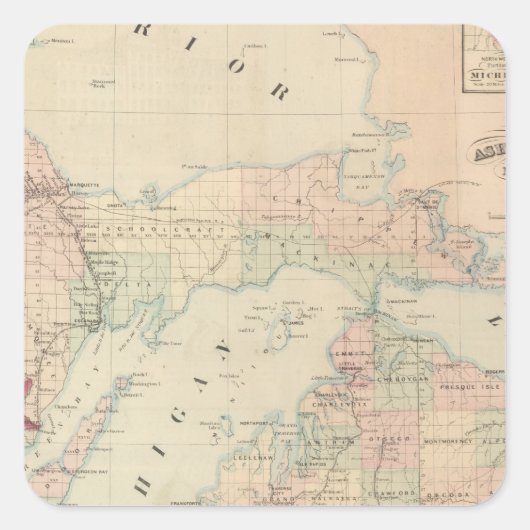 Michigan Vierkante Sticker (Voorkant)