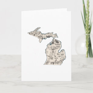 Michigan Vintage Afbeelding Kaart Groeten