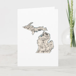 Michigan Vintage Afbeelding Kaart Groeten