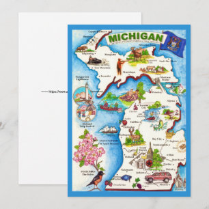 Michigan Vintage Kaart 5x7 Grote Postkaart