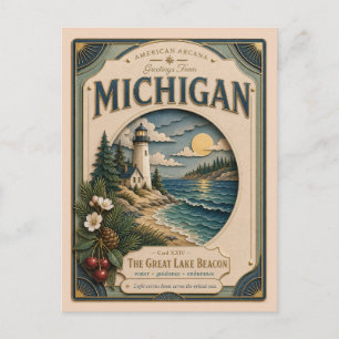 Michigan Vintage Paper Cut American Arcana Briefkaart