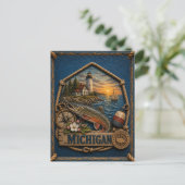 Michigan Vintage Reizen Briefkaart (Staand voorkant)