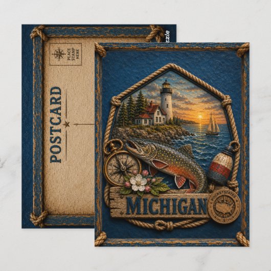 Michigan Vintage Reizen Briefkaart (Voorkant / Achterkant)