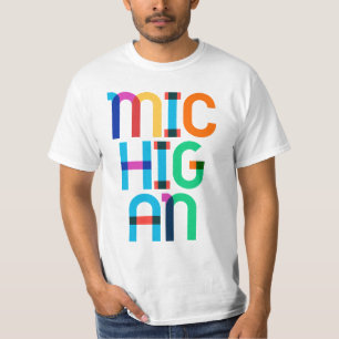Michigan Vintage Retro Pop Art 80s Primaire Kleur T-shirt