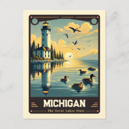 Michigan | Vintage van patriottische spirit Briefkaart