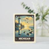 Michigan | Vintage van patriottische spirit Briefkaart (Staand voorkant)