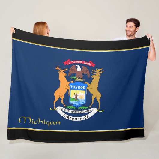 Michigan vlag fleece deken (In situ)