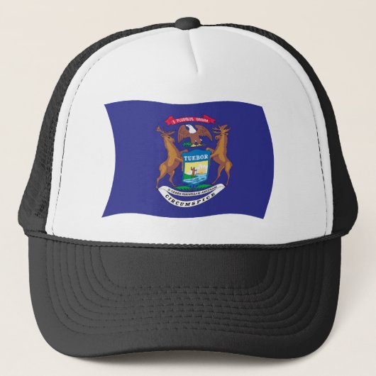 Michigan Vlag Hoed Trucker Pet (Voorkant)