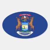 Michigan vlag ovale sticker (Voorkant)