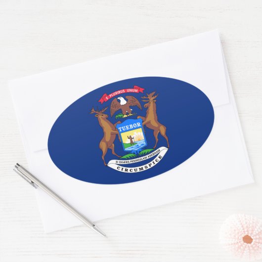 Michigan vlag ovale sticker (Envelop)