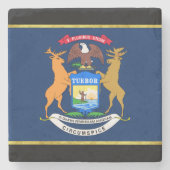 Michigan vlag stenen onderzetter (Voorkant)