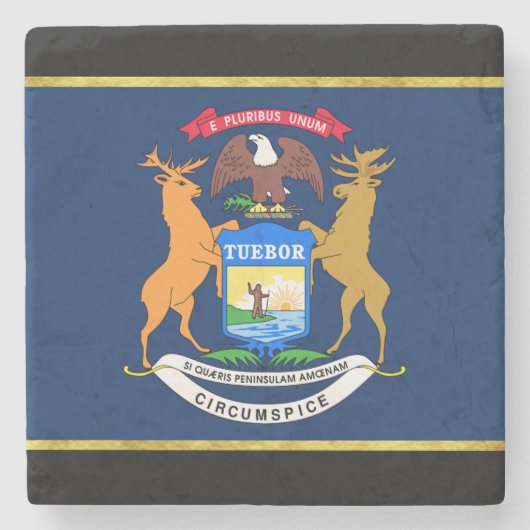 Michigan vlag stenen onderzetter (Voorkant)