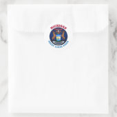 MIChigan vlag van de Grote Meren-staat Ronde Sticker (Tas)