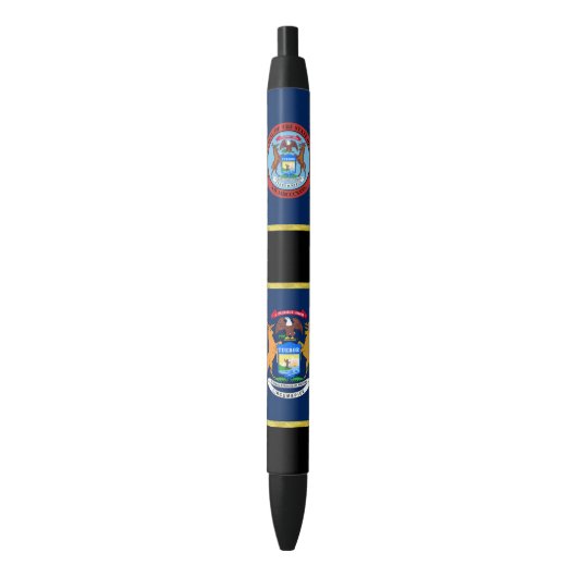 Michigan vlag zwarte inkt pen (Voorkant Verticaal)