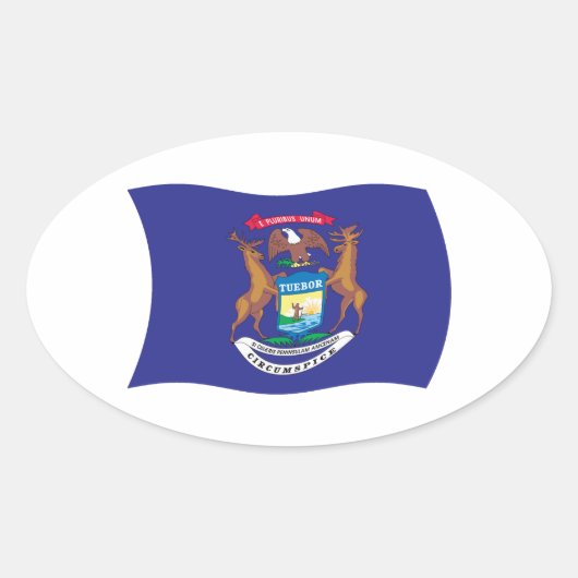 Michigan Vlagsticker Ovale Sticker (Voorkant)
