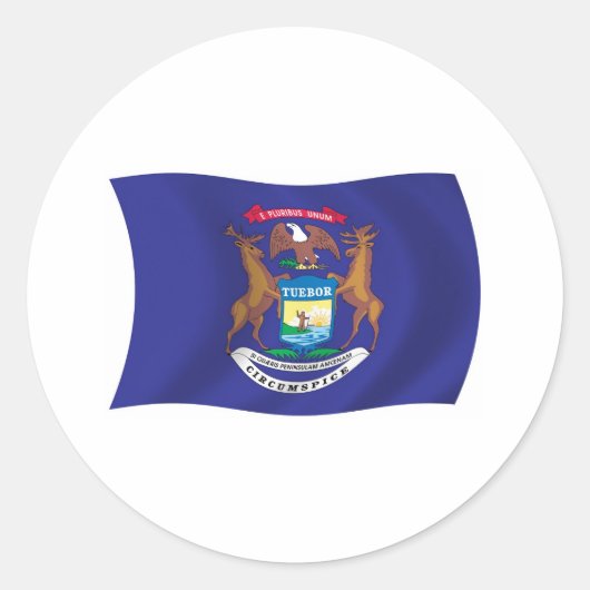Michigan Vlagsticker Ronde Sticker (Voorkant)