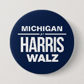 Michigan voor Harris Walz Ronde Button 7,6 Cm (Voorkant)
