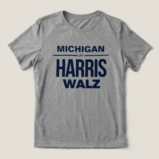 Michigan voor Harris Walz Tri-Blend Shirt (Design voorkant)