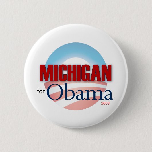 Michigan voor Obama Ronde Button 5,7 Cm (Voorkant)