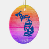 Michigan Vrolijk Kerstfeest - Jaar - Personalisere Keramisch Ornament (Rechts)