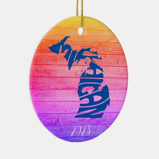 Michigan Vrolijk Kerstfeest - Jaar - Personalisere Keramisch Ornament (Rechts)