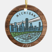 Michigan Vrolijk Kerstfeest - Jaar - Personalisere Keramisch Ornament (Voorkant)