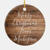 Michigan Vrolijk Kerstfeest - Jaar - Personalisere Keramisch Ornament (Achterkant)
