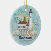 Michigan Vuurtoren op maat gemaakte naam ornament (Rechts)