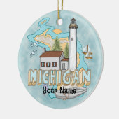 Michigan Vuurtoren op maat gemaakte naam ornament (Links)