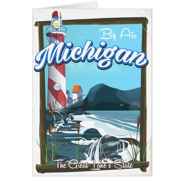 Michigan vuurtoren reisposter!. (Voorkant)