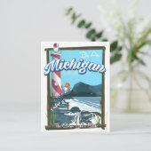 Michigan vuurtoren reisposter!. briefkaart (Staand voorkant)