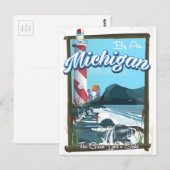 Michigan vuurtoren reisposter!. briefkaart (Voorkant / Achterkant)