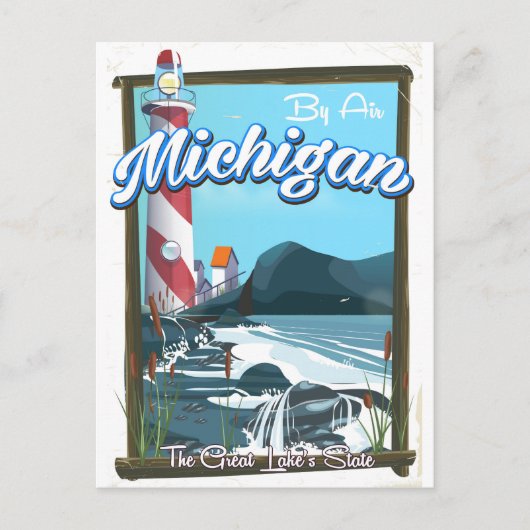 Michigan vuurtoren reisposter!. briefkaart (Voorkant)