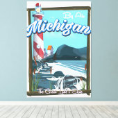 Michigan vuurtoren reisposter!. canvas afdruk (Insitu (Houten vloer))