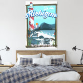 Michigan vuurtoren reisposter!. canvas afdruk (Insitu (Slaapkamer))