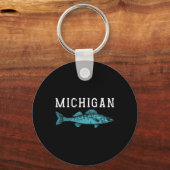 Michigan Walleye Gevist Visser Angler Midwest Sleutelhanger (Voorkant)