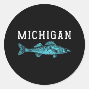 Michigan Walleye Vissen Visser Hengelaar Midwest Ronde Sticker