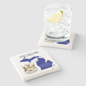 Michigan-wapen en -kaart stenen onderzetter (Zijkant)