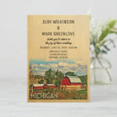 Michigan Wedding Invitation Boerderij Barn Rustic Kaart (Staand voorkant)