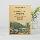Michigan Wedding Invitation  Natuur Kaart (Staand voorkant)